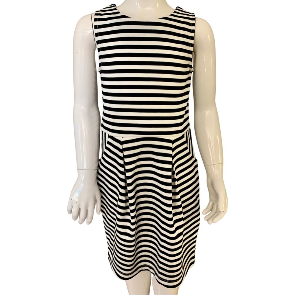 NWT H&M Ponte Knit Striped Sleeveless Dress Navy & White Summer Casual Size 4/6Y